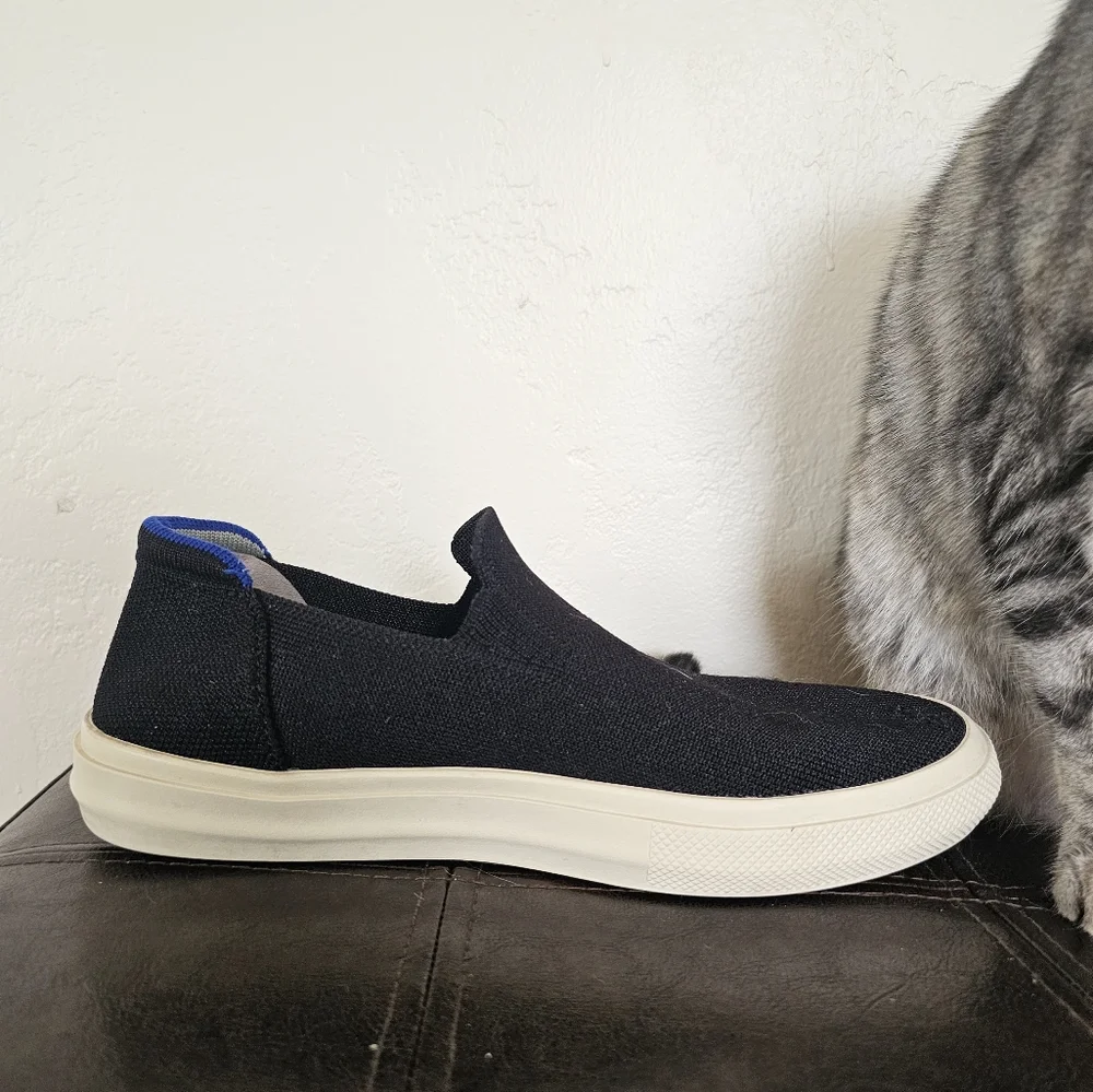 Rothys Black Blue Slip On Super Comfy City Smart Casual Flats‎ Shoes Sz 8.5